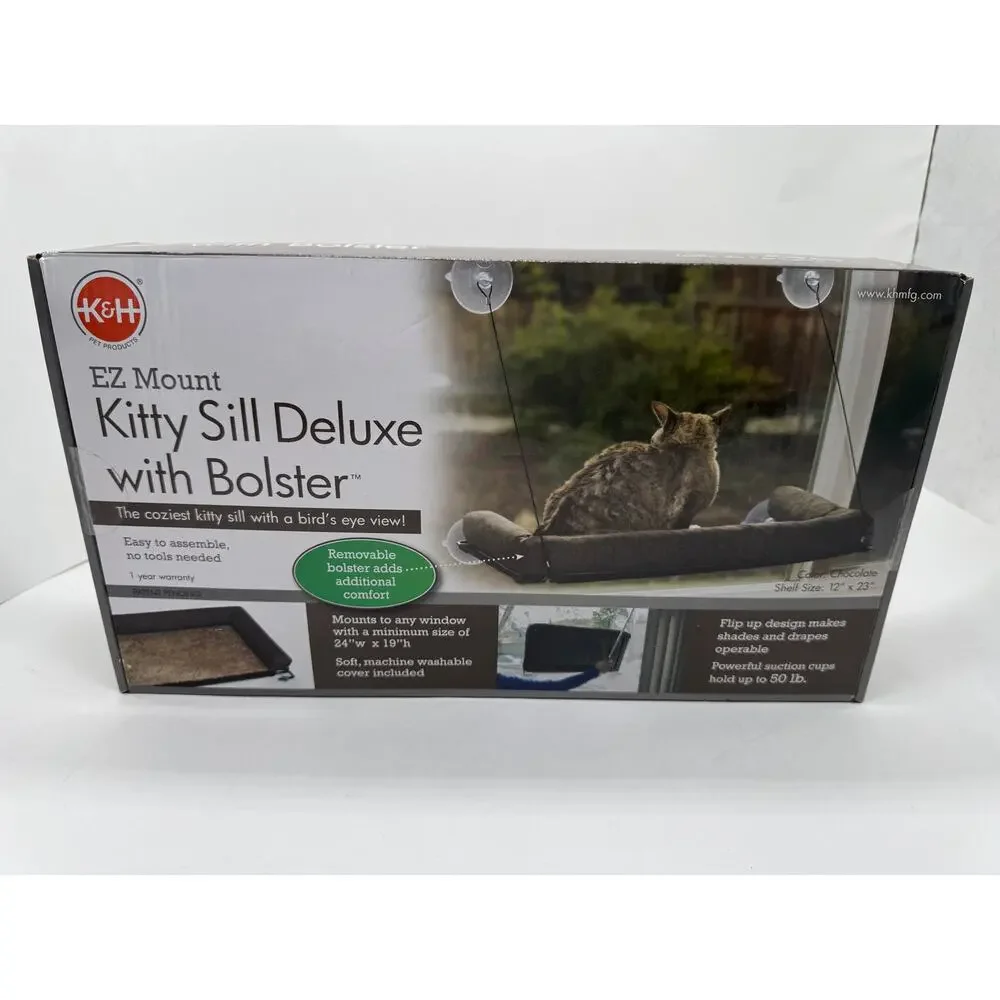 K&H EZ Mount Kitty Sill Deluxe with Bolster Chocolate NEW
